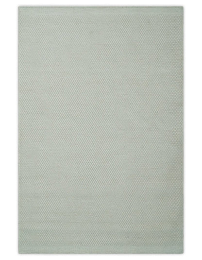 Modern Solid Ivory Hand made Dari Area Wool Rug.