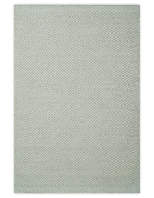 Modern Solid Ivory Hand made Dari Area Wool Rug.