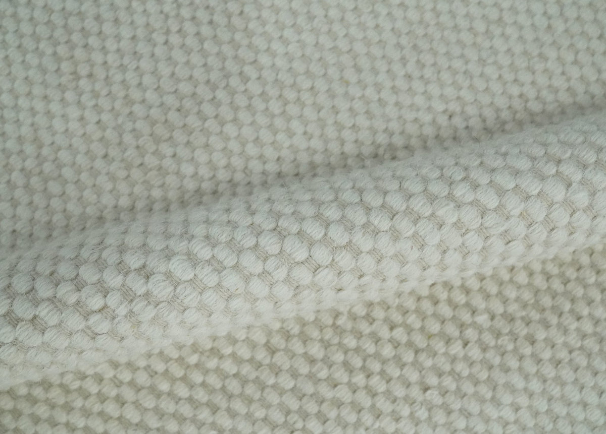 Modern Solid Ivory Hand made Dari Area Wool Rug.