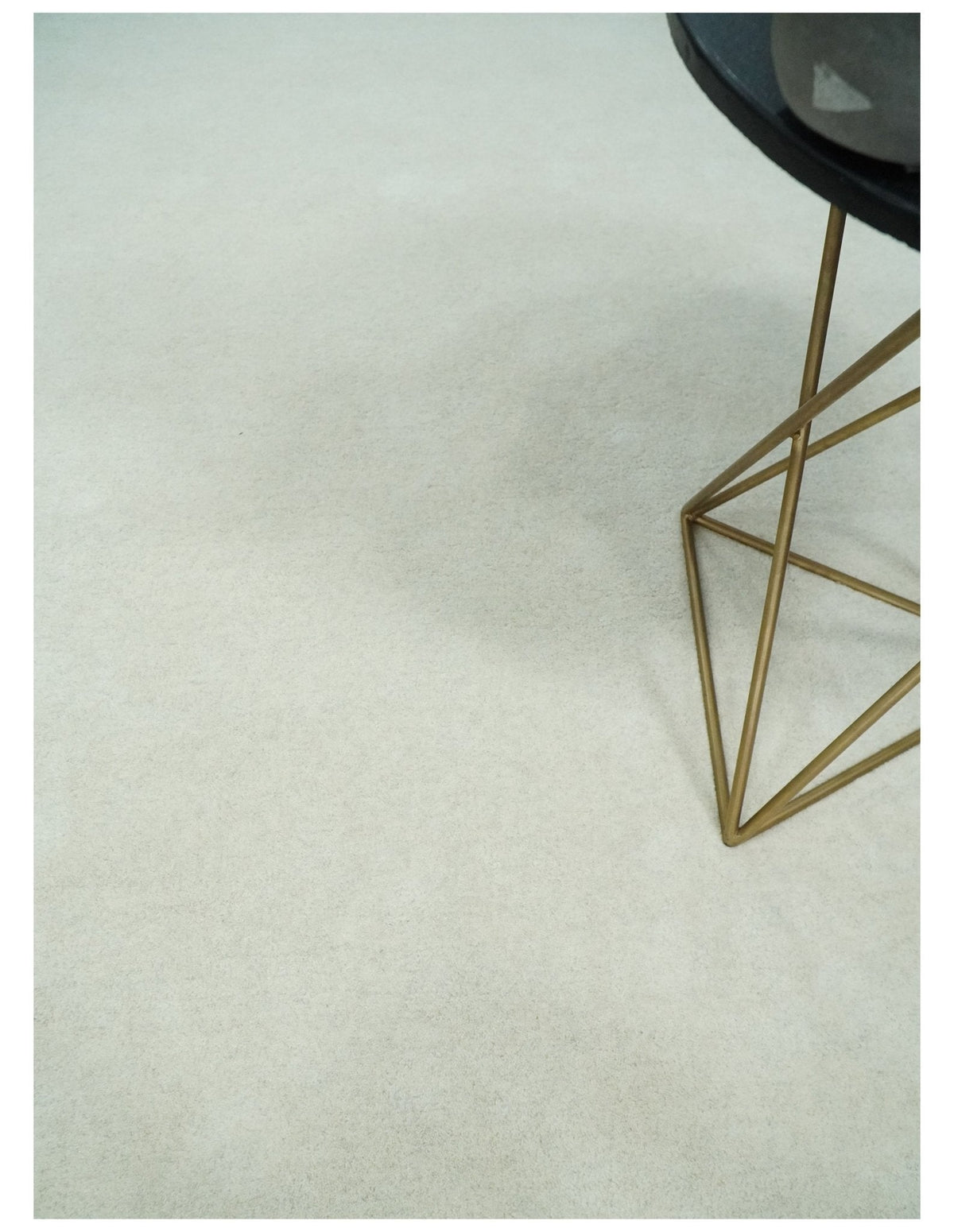 Custom Made Modern Solid Ivory Hand Tufted Wool Rug.