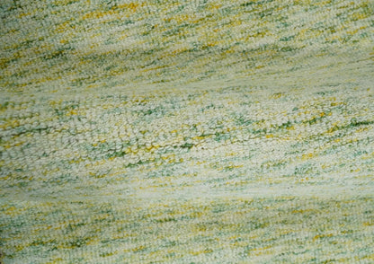 Custom Made Solid Green And Ivory Hand Tufted Natural Wool Area Rug.