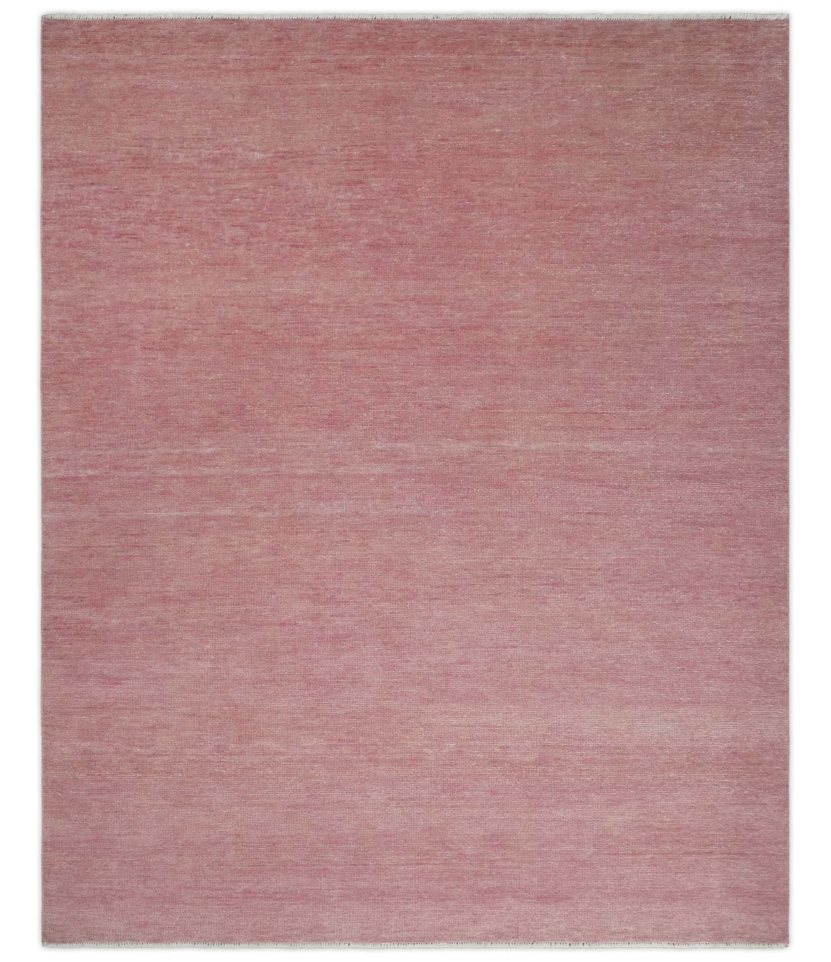 Solid Pink Custom Made Modern Contemporary Hand knotted wool Area Rug.