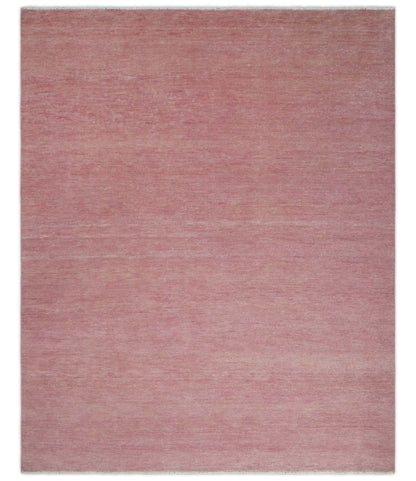 Solid Pink Custom Made Modern Contemporary Hand knotted wool Area Rug.