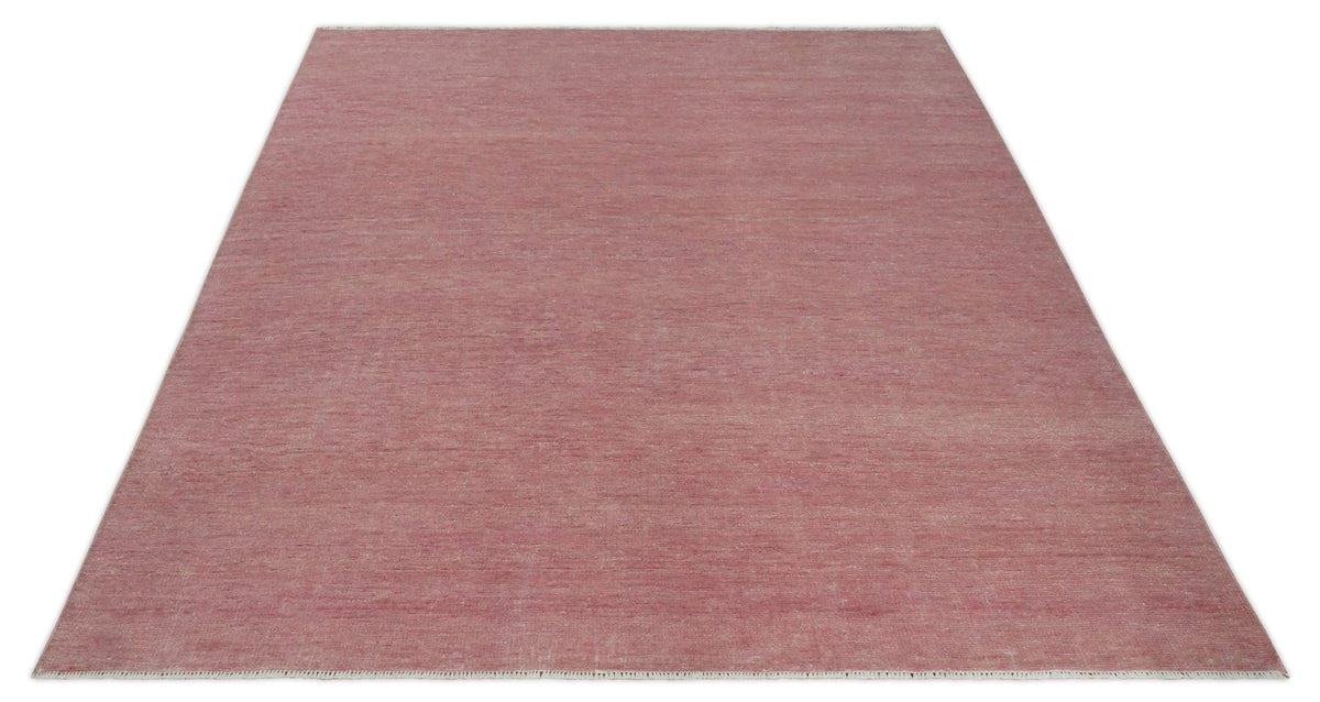 Solid Pink Custom Made Modern Contemporary Hand knotted wool Area Rug.