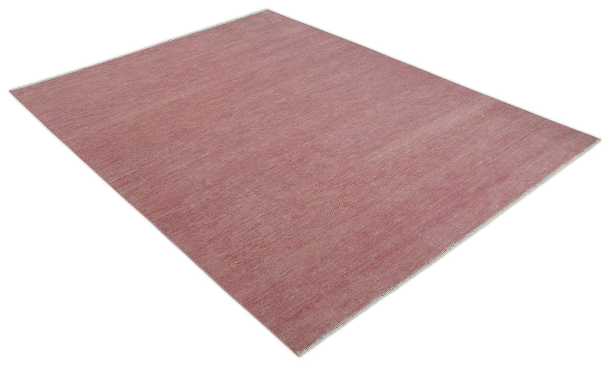 Solid Pink Custom Made Modern Contemporary Hand knotted wool Area Rug.