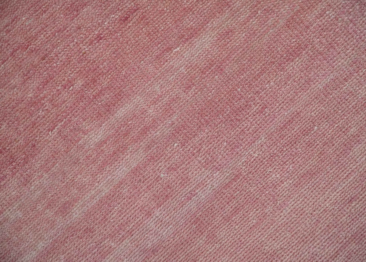 Solid Pink Custom Made Modern Contemporary Hand knotted wool Area Rug.