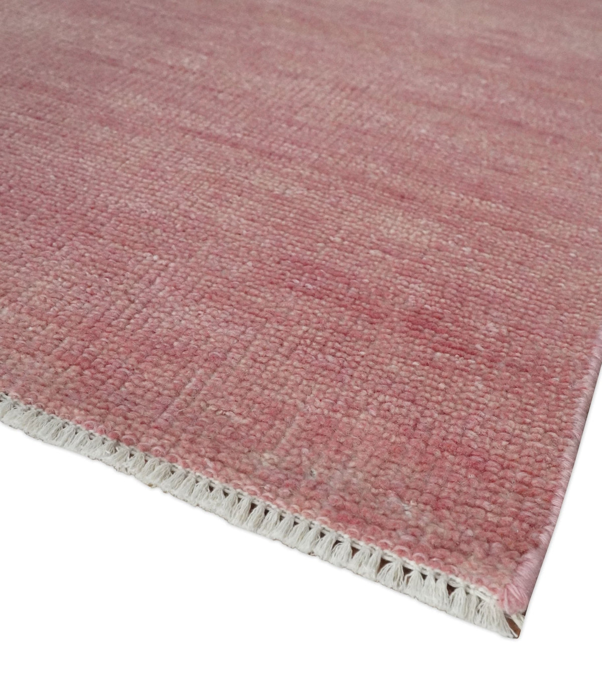 Solid Pink Custom Made Modern Contemporary Hand knotted wool Area Rug.