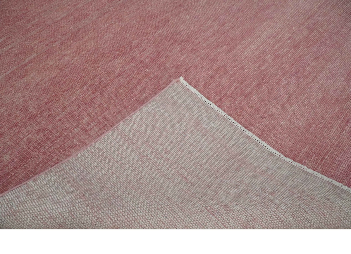 Solid Pink Custom Made Modern Contemporary Hand knotted wool Area Rug.