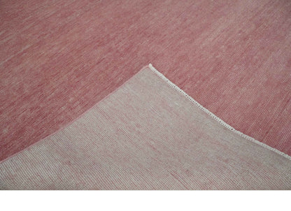 Solid Pink Custom Made Modern Contemporary Hand knotted wool Area Rug.