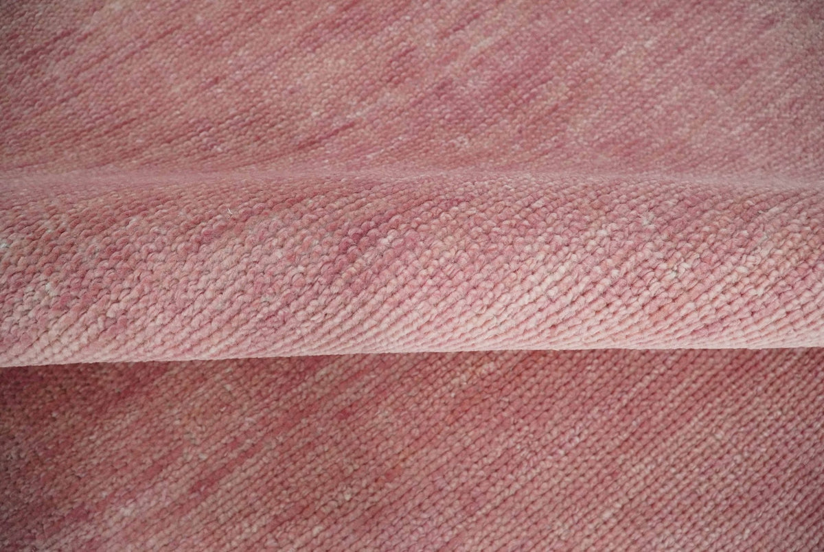 Solid Pink Custom Made Modern Contemporary Hand knotted wool Area Rug.