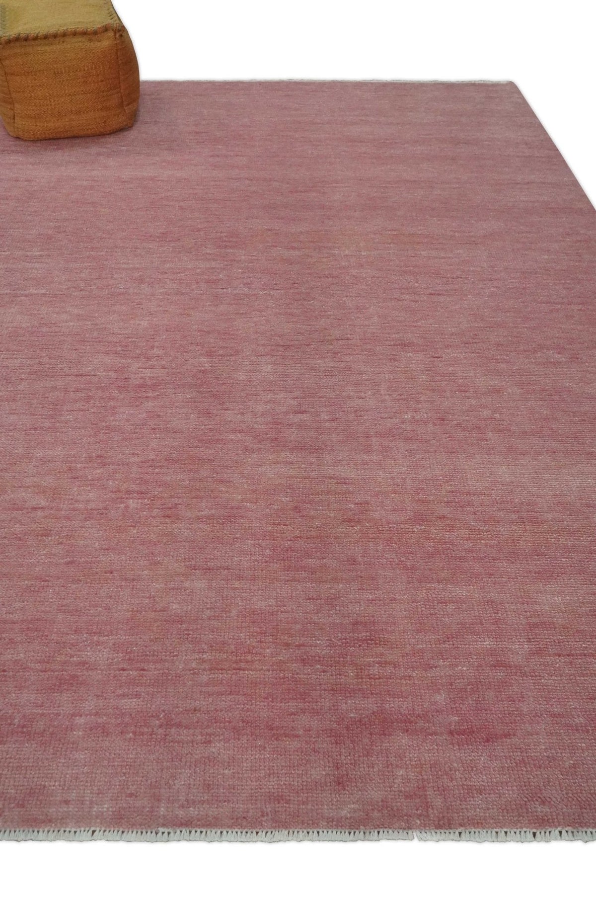 Solid Pink Custom Made Modern Contemporary Hand knotted wool Area Rug.