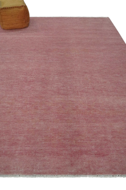 Solid Pink Custom Made Modern Contemporary Hand knotted wool Area Rug.