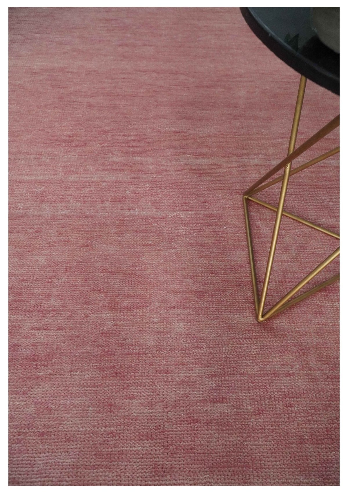 Solid Pink Custom Made Modern Contemporary Hand knotted wool Area Rug.