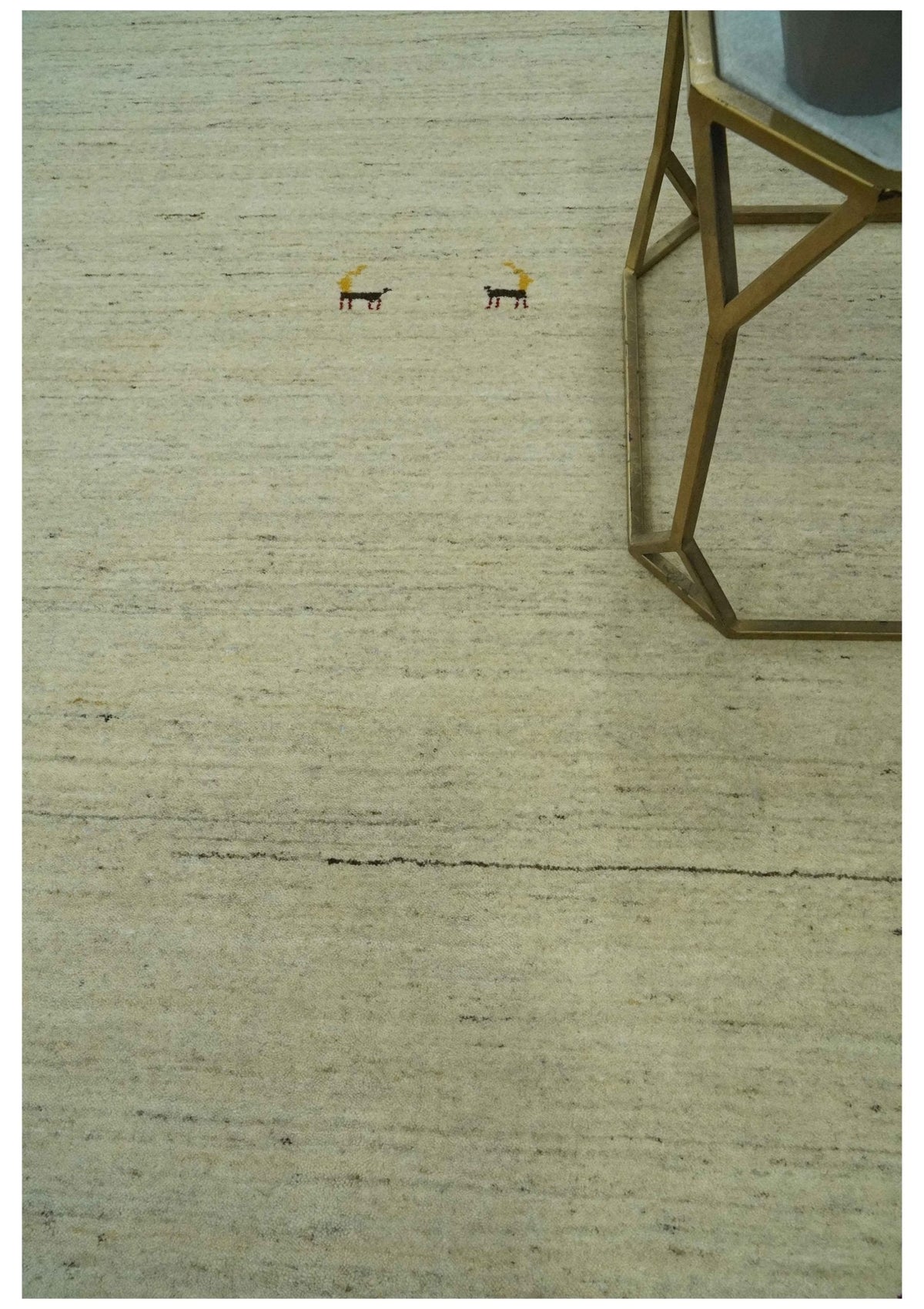 Solid Plain Beige and Charcoal Hand loom Multi size wool area Rug.