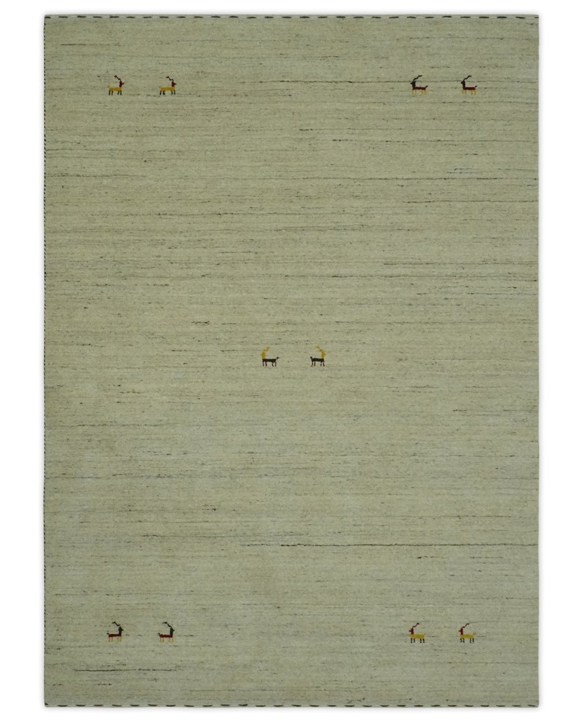 Solid Plain Beige and Charcoal Hand loom Multi size wool area Rug.