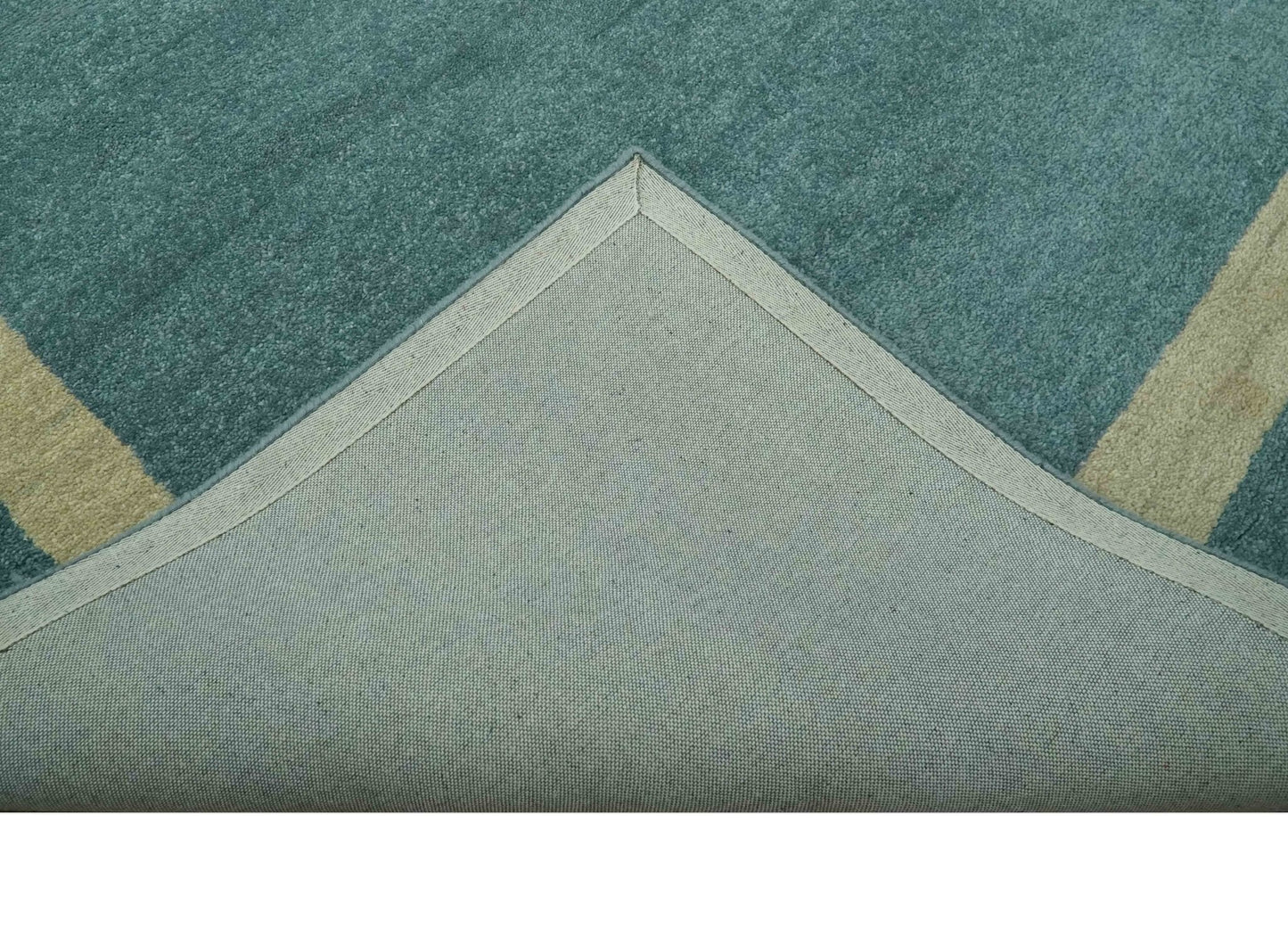 Solid Plain Blue Modern Hand Tufted 8x10 wool area rug