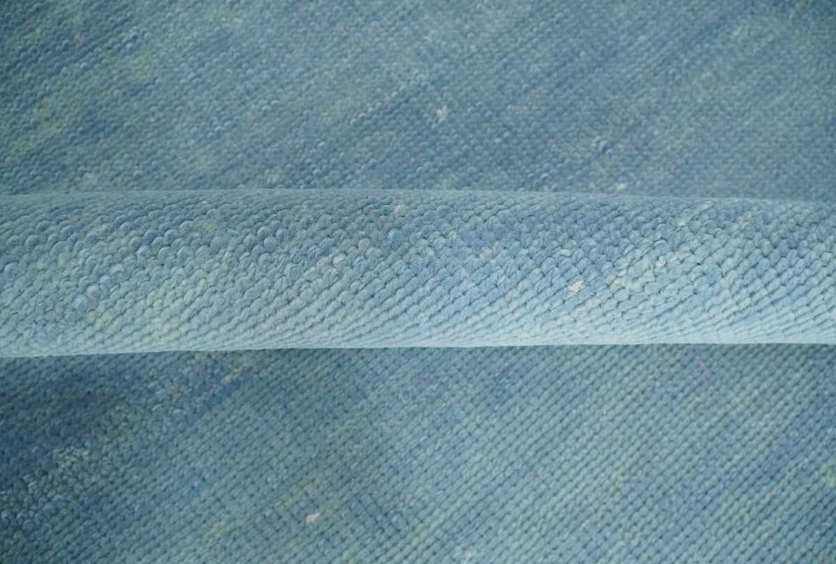 Solid Plane Blue Custom Made Modern Hand knotted wool Area Rug.