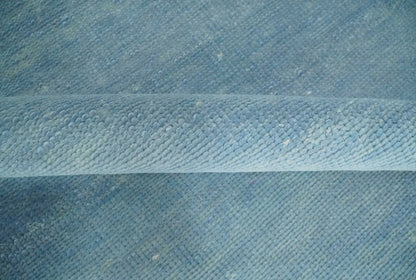 Solid Plane Blue Custom Made Modern Hand knotted wool Area Rug.