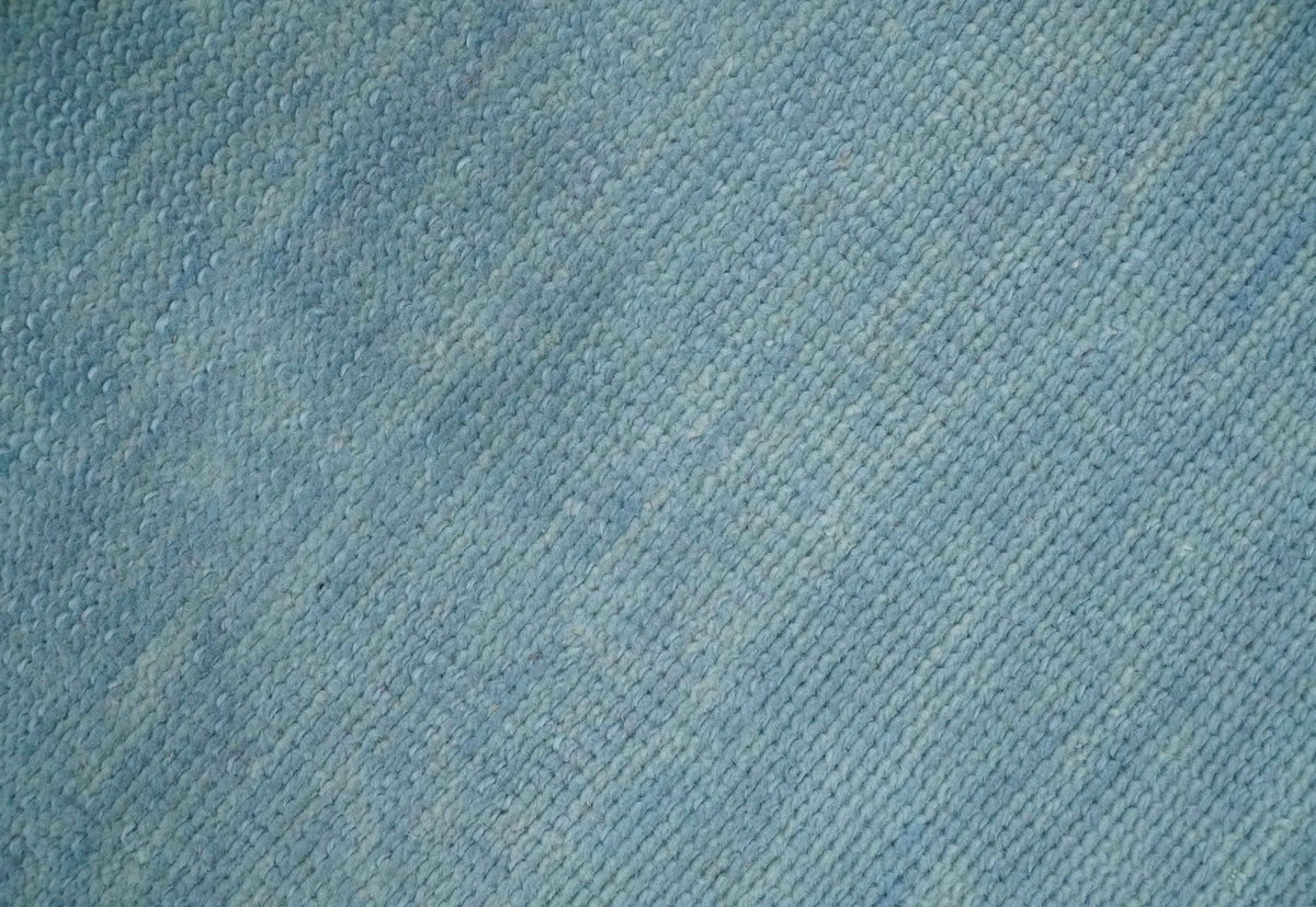 Solid Plane Blue Custom Made Modern Hand knotted wool Area Rug.