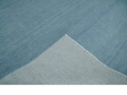 Solid Plane Blue Custom Made Modern Hand knotted wool Area Rug.