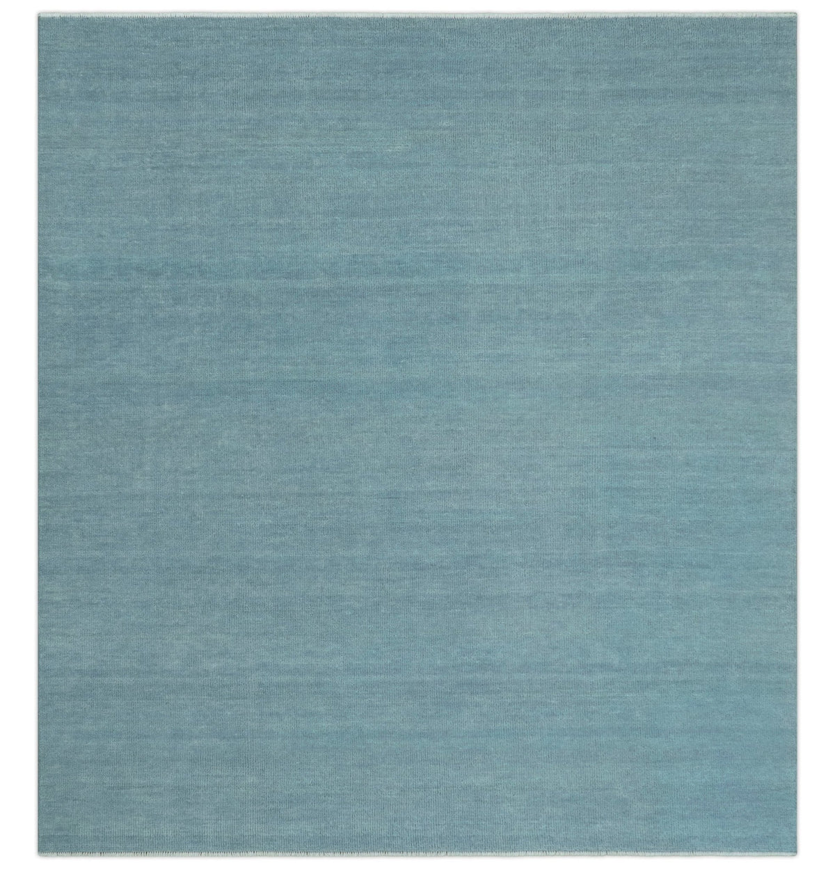Solid Plane Blue Custom Made Modern Hand knotted wool Area Rug.