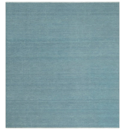 Solid Plane Blue Custom Made Modern Hand knotted wool Area Rug.