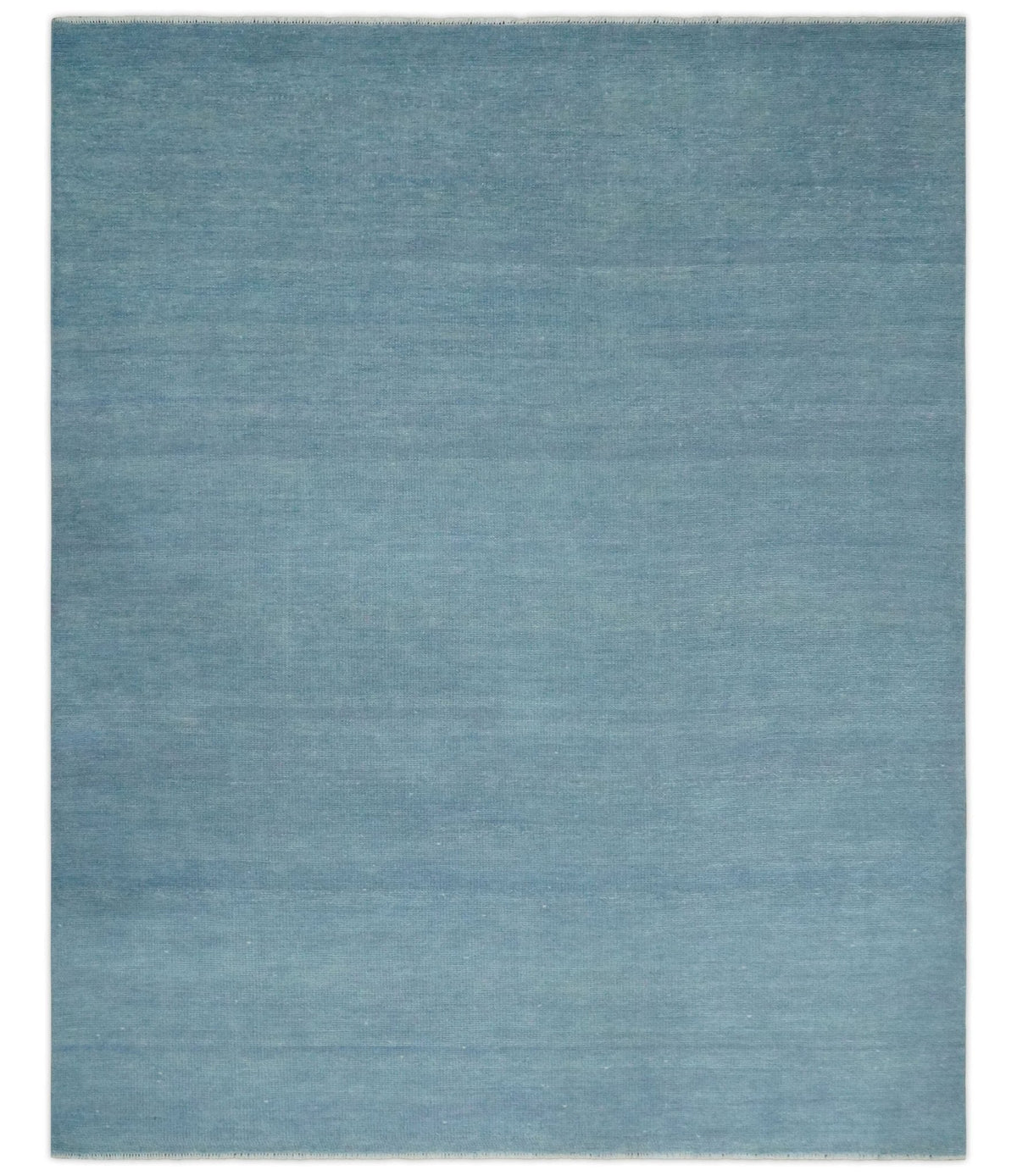 Solid Plane Blue Custom Made Modern Hand knotted wool Area Rug.