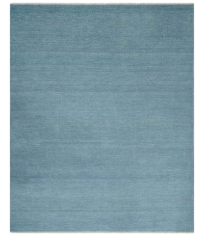 Solid Plane Blue Custom Made Modern Hand knotted wool Area Rug.