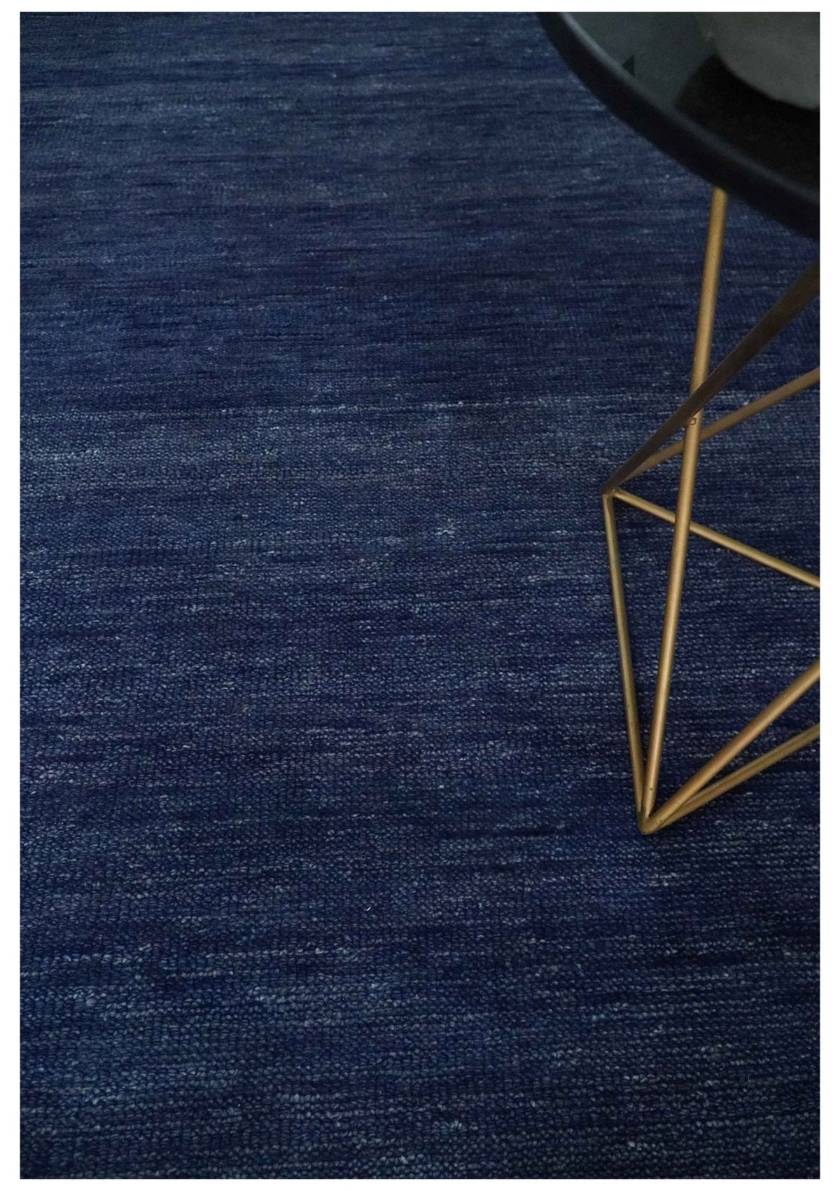 Solid Plane Navy Blue Hand knotted Modern 8x10 wool Area Rug.