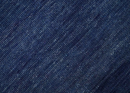 Solid Plane Navy Blue Hand knotted Modern 8x10 wool Area Rug.