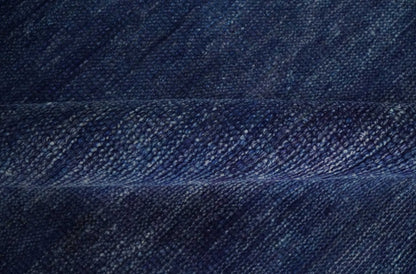 Solid Plane Navy Blue Hand knotted Modern 8x10 wool Area Rug.