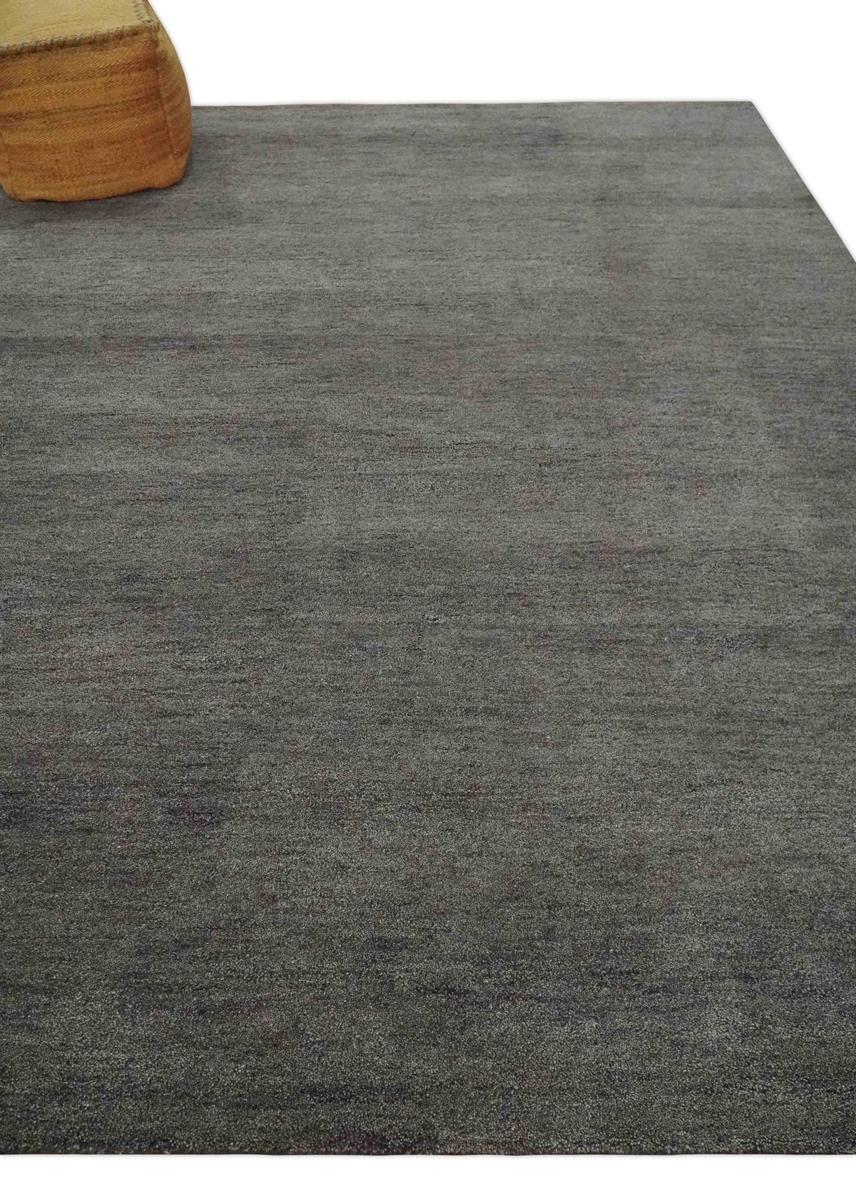 Solid Charcoal Woolen Hand Tufted contemporary area Rug.
