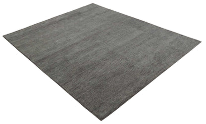 Solid Charcoal Woolen Hand Tufted contemporary area Rug.