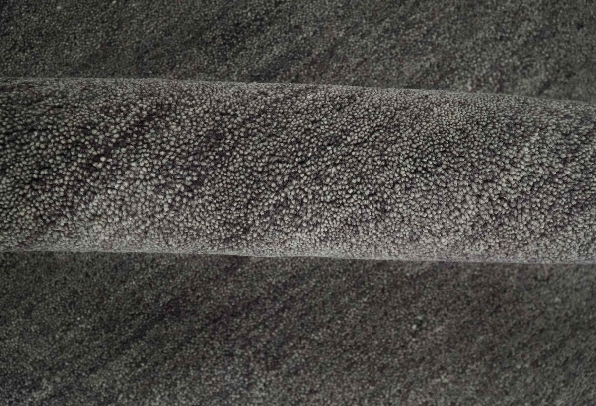 Solid Charcoal Woolen Hand Tufted contemporary area Rug.