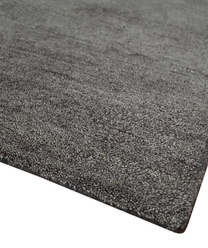 Solid Charcoal Woolen Hand Tufted contemporary area Rug.