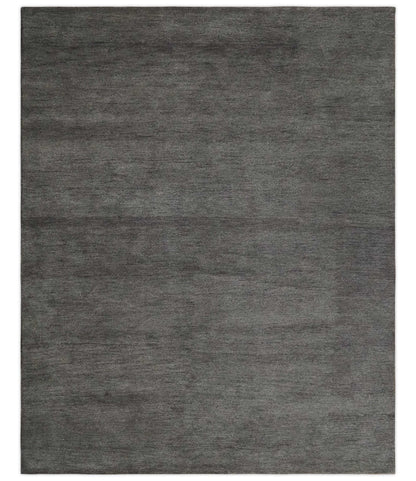 Solid Charcoal Woolen Hand Tufted contemporary area Rug.