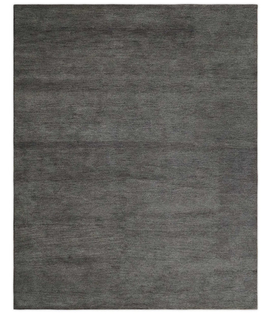 Solid Charcoal Woolen Hand Tufted contemporary area Rug.