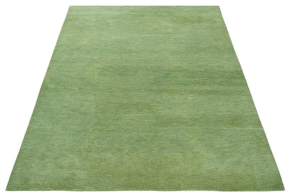 Custom Made solid Green Woolen Hand Tufted contemporary area Rug.