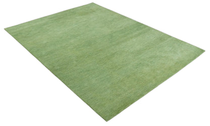 Custom Made solid Green Woolen Hand Tufted contemporary area Rug.