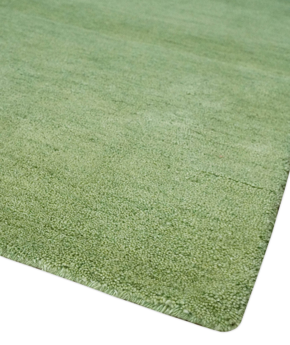 Custom Made solid Green Woolen Hand Tufted contemporary area Rug.