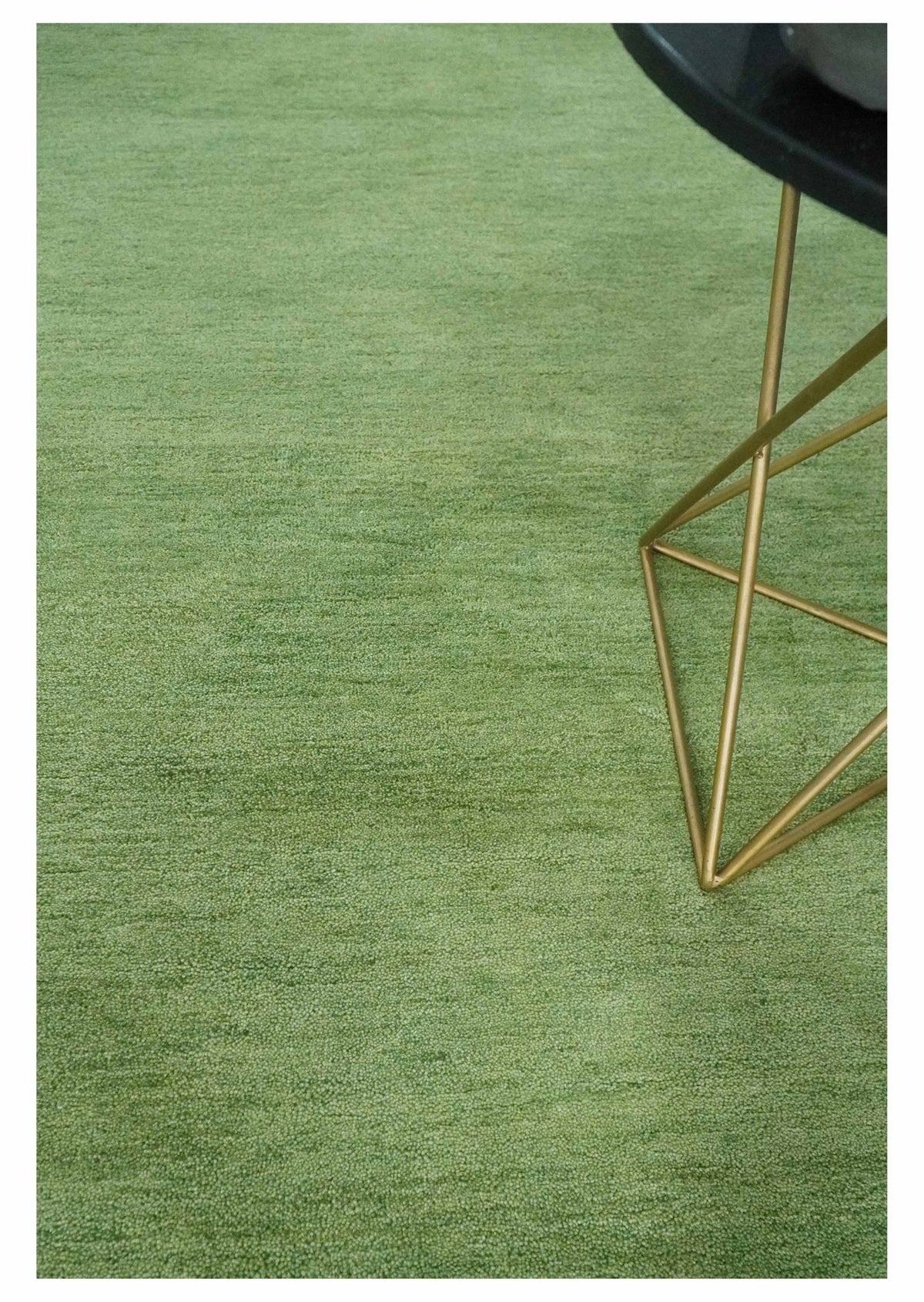 Custom Made solid Green Woolen Hand Tufted contemporary area Rug.