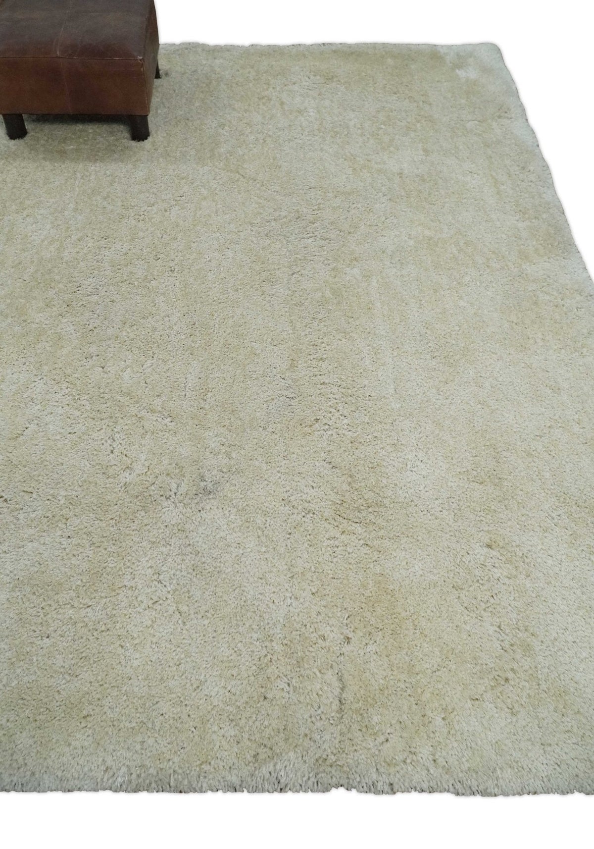 Solid Plush and Soft 3x5, 4x6 and 5x7 Hand Woven Shag Ivory Area Rug | SHAG1.