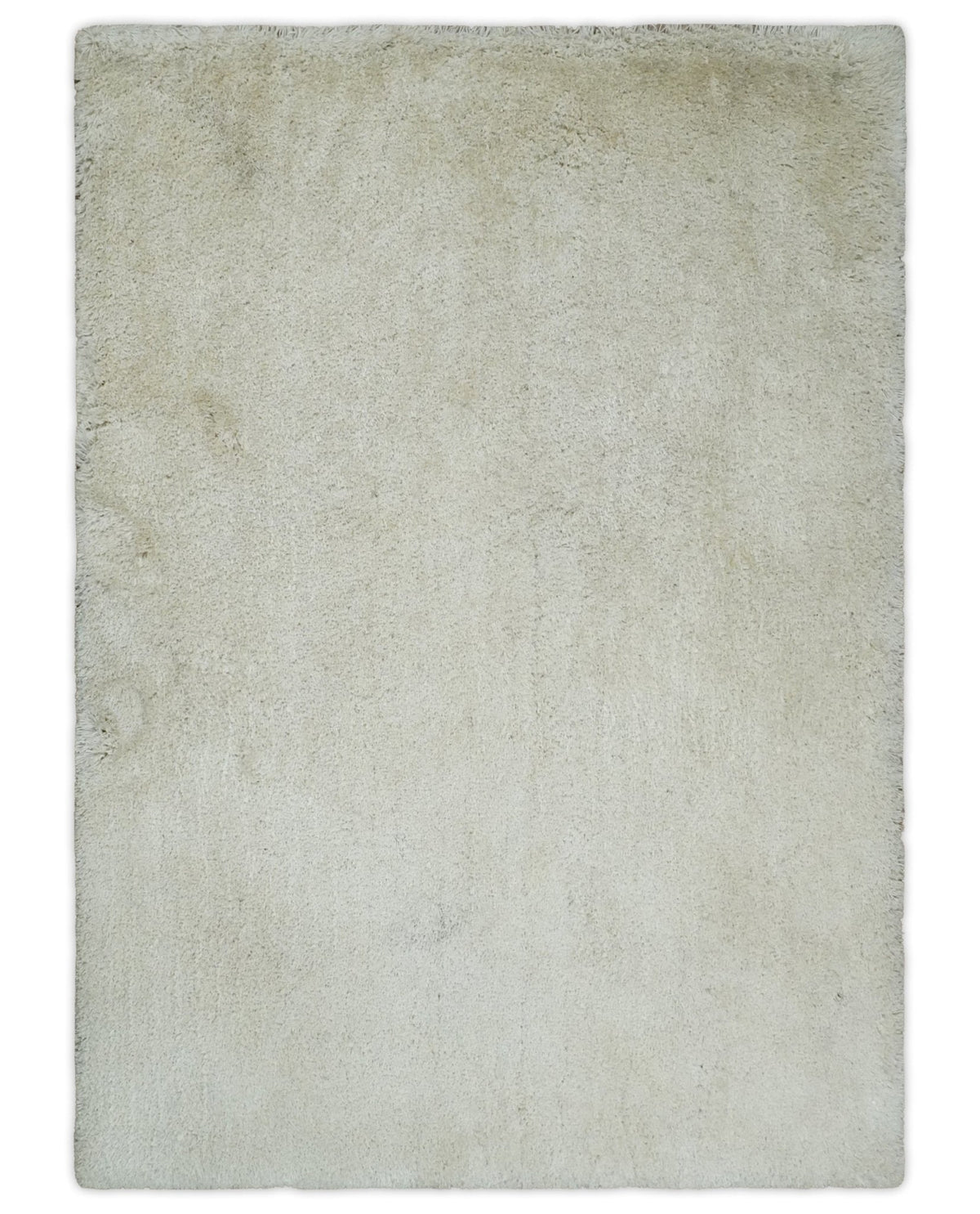 Solid Plush and Soft 3x5, 4x6 and 5x7 Hand Woven Shag Ivory Area Rug | SHAG1.