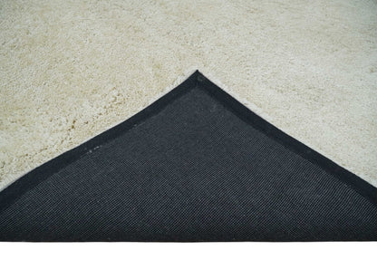 Solid Plush and Soft 3x5, 4x6 and 5x7 Hand Woven Shag Ivory Area Rug | SHAG1.