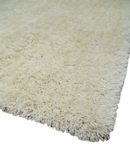 Solid Plush and Soft 3x5, 4x6 and 5x7 Hand Woven Shag Ivory Area Rug | SHAG1.