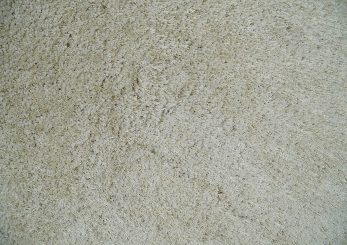 Solid Plush and Soft 3x5, 4x6 and 5x7 Hand Woven Shag Ivory Area Rug | SHAG1.
