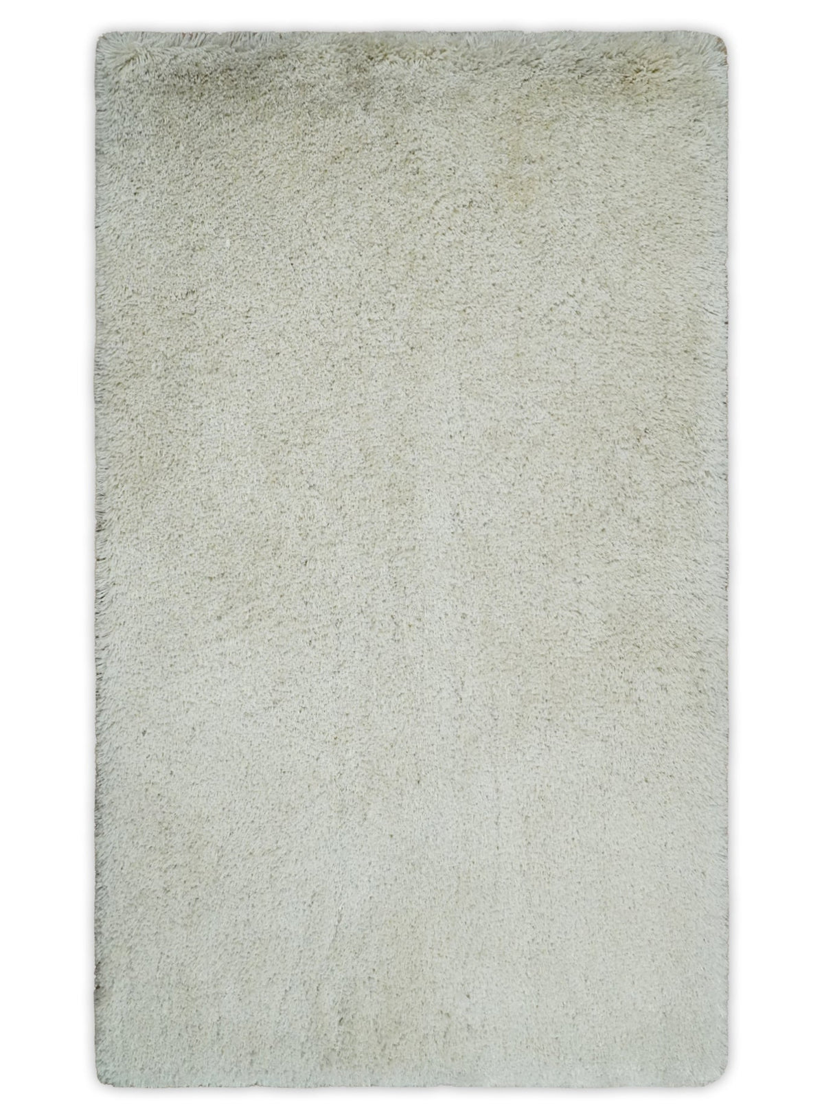 Solid Plush and Soft 3x5, 4x6 and 5x7 Hand Woven Shag Ivory Area Rug | SHAG1.