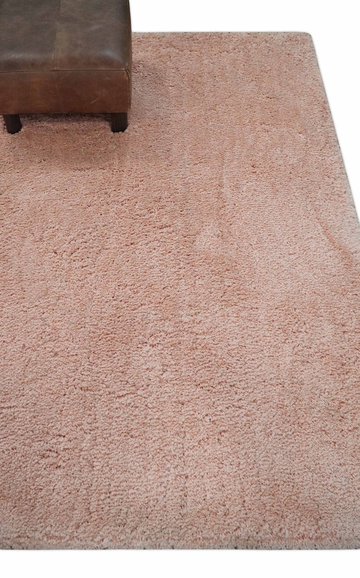 Solid Plush and Soft 3x5, 4x6 and 5x7 Hand Woven Shag Peach Area Rug | SHAG11.