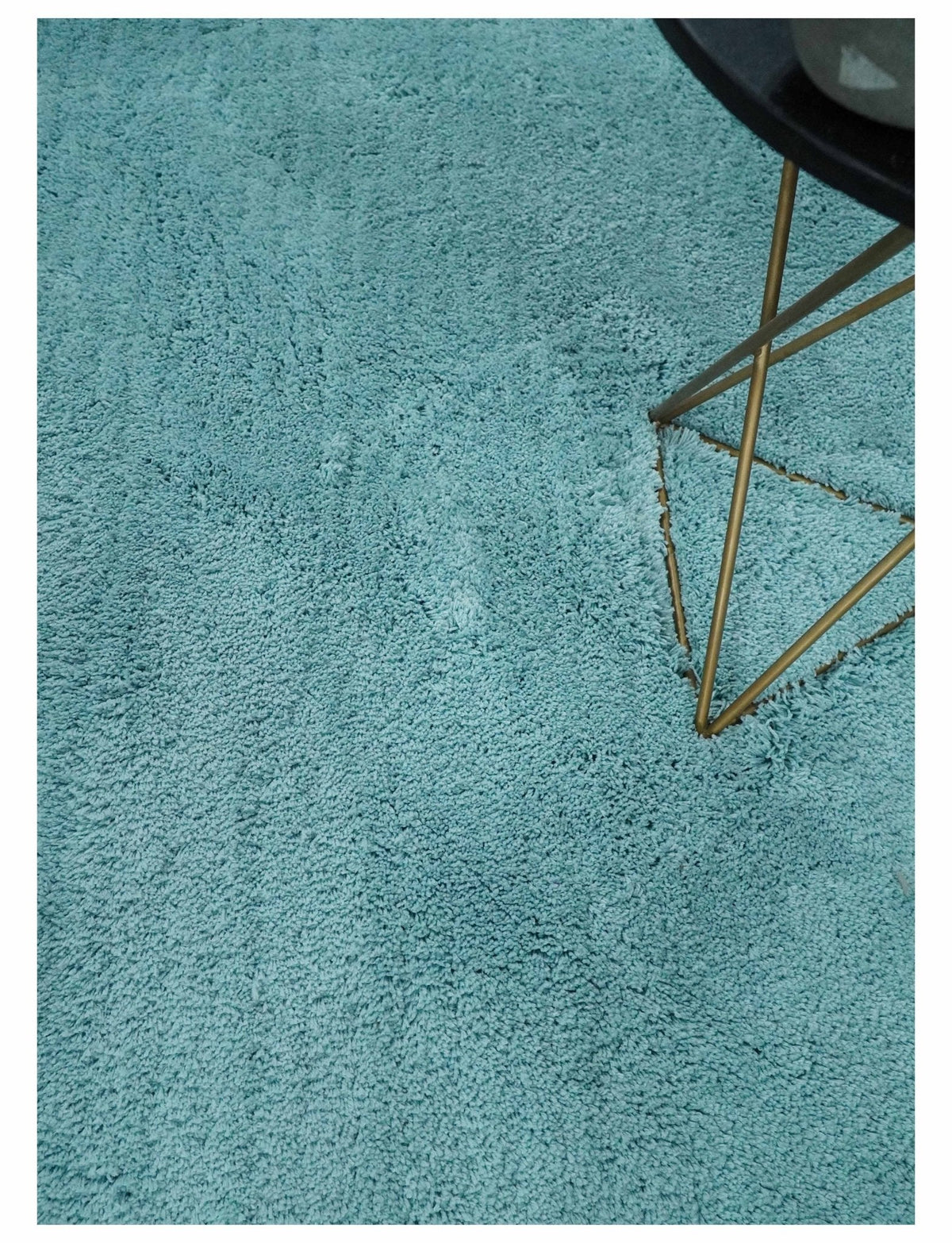 Solid Plush and Soft 3x5, 4x6 and 5x7 Hand Woven Shag Teal Area Rug.