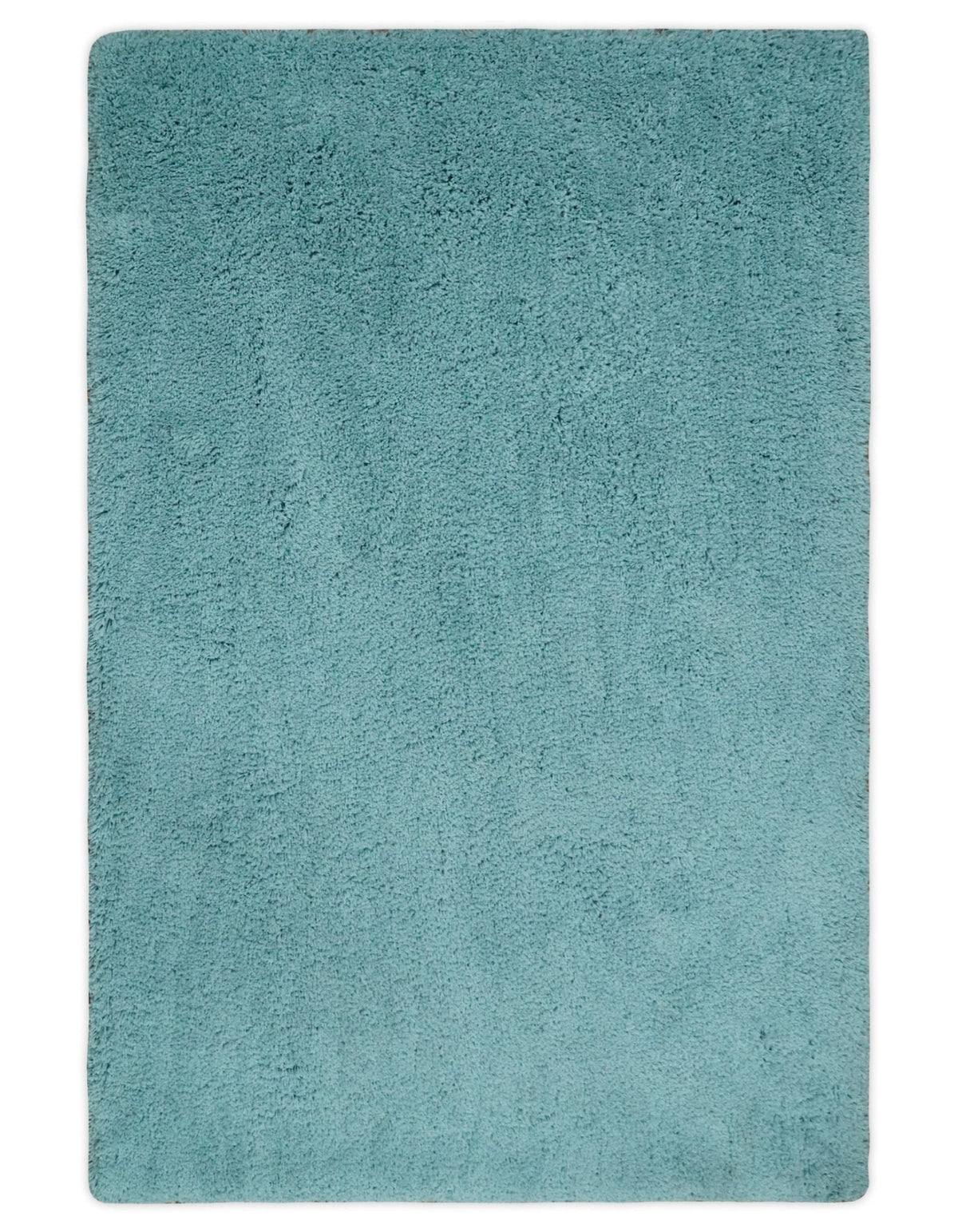 Solid Plush and Soft 3x5, 4x6 and 5x7 Hand Woven Shag Teal Area Rug.
